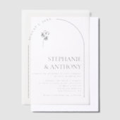ミニマリストブラック&ホワイトアーチワイルドフラワー結婚ズ ベラム紙招待状 (オフセット)