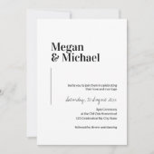 ミニマリストブラック&ホワイトウェディング招待 招待状 (正面)