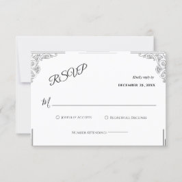 ミニマリストブラック&ホワイトウェディングRSVPカード 出欠カード