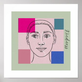 ミニマリストブラック&ホワイトウォールアートとトレンディーコロ ポスター