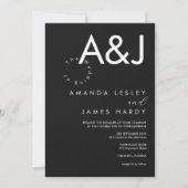 ミニマリストブラック&ホワイトエレガントな結婚式 招待状 (正面)