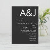 ミニマリストブラック&ホワイトエレガントな結婚式 招待状 (スタンド正面)