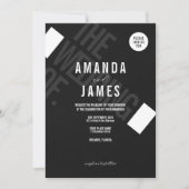 ミニマリストブラック&ホワイトエレガントな結婚式 招待状 (正面)