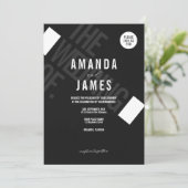 ミニマリストブラック&ホワイトエレガントな結婚式 招待状 (スタンド正面)