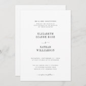 ミニマリストブラック&ホワイトエレガントな結婚式 招待状 (正面/裏面)