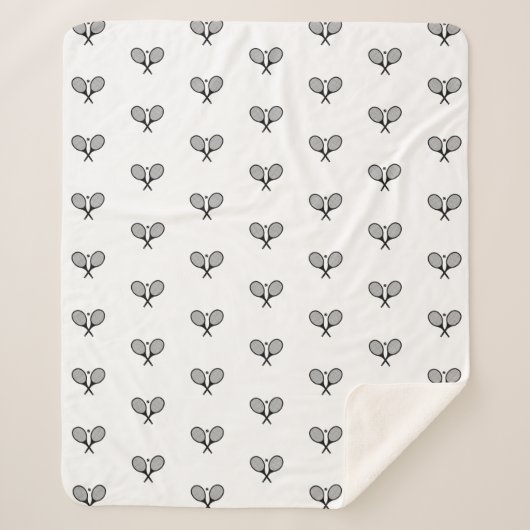 ミニマリストブラック&ホワイトエレガントテニスラケット シェルパブランケット (正面)