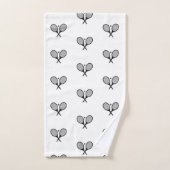 ミニマリストブラック&ホワイトエレガントテニスラケット バスタオルセット (ハンドタオル)