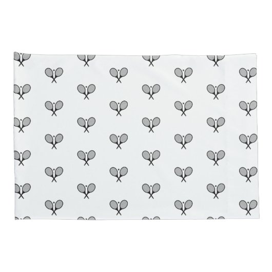 ミニマリストブラック&ホワイトエレガントテニスラケット 枕カバー (裏面-右)