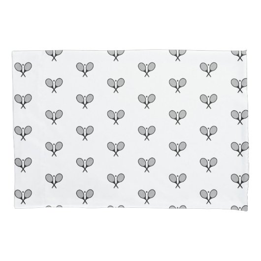 ミニマリストブラック&ホワイトエレガントテニスラケット 枕カバー (正面左)