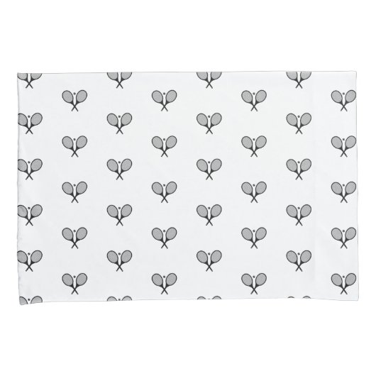 ミニマリストブラック&ホワイトエレガントテニスラケット 枕カバー (正面右)