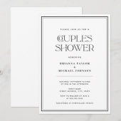 ミニマリストブラック&ホワイトカップルのシャワー 招待状 (正面/裏面)