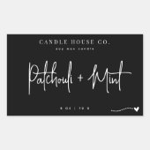 ミニマリストブラック&ホワイトキャンドルラベルシール 長方形シール (正面)