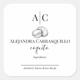 ミニマリストブラック&ホワイトコキトボトルラベル スクエアシール