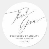 ミニマリストブラック&ホワイトサンキューブライダルシャワー ラウンドシール (正面)