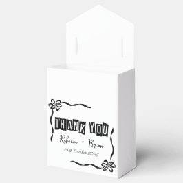 ミニマリストブラック&ホワイトサンキュー結婚式の引き出物B フェイバーボックス