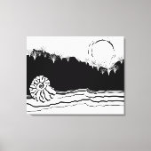 ミニマリストブラック&ホワイトショアシースケープ キャンバスプリント (正面)