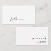 ミニマリストブラック&ホワイトシンプル結婚ズ プレイスカード (正面/裏面)