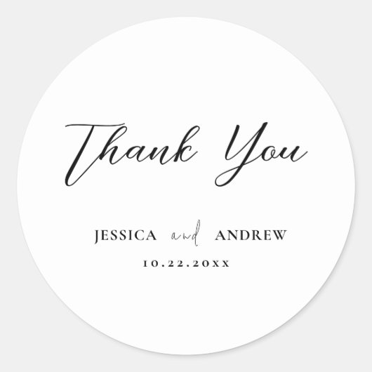 ミニマリストブラック&ホワイトシンプル結婚ズ ラウンドシール (正面)