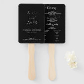 ミニマリストブラック&ホワイトスクリプト結婚式 プログラム ハンドファン (正面&裏面)