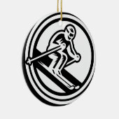 ミニマリストブラック&ホワイトダウンヒルスキーアインアクション セラミックオーナメント (右)