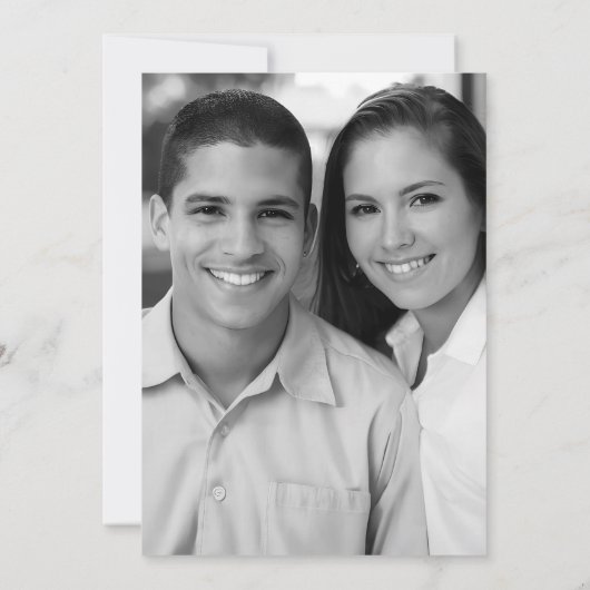 ミニマリストブラック&ホワイトテンプルウェディングレセプション 招待状 (裏面)