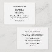 ミニマリストブラック&ホワイトテンプル&ミール招待状 エンクロージャーカード (正面/裏面)