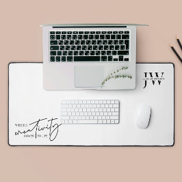 ミニマリストブラック&ホワイトトレンディーモノグラムイニシャル デスクマット