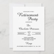 ミニマリストブラック&ホワイトドクターリタイアパーティー