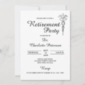 ミニマリストブラック&ホワイトドクターリタイアメントパーティーI 招待状 (正面)