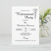 ミニマリストブラック&ホワイトドクターリタイアメントパーティーI 招待状 (スタンド正面)