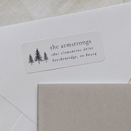 ミニマリストブラック&ホワイトパインツリー差出人住所 ラベル