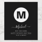 ミニマリストブラック&ホワイトパーソナライズされたモノグラム ワインラベル (シングルラベル)