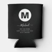 ミニマリストブラック&ホワイトパーソナライズされたモノグラム 缶クーラー (正面)