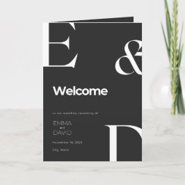 ミニマリストブラック&ホワイトフォールディング結婚式 プログラムCa プログラム