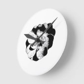 ミニマリストブラック&ホワイトフローラウォールクロック ラウンド壁時計 (傾斜)