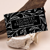 ミニマリストブラック&ホワイトフローラプロフェッショナルサロン 名刺