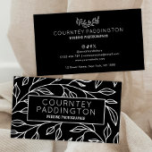 ミニマリストブラック&ホワイトフローラプロフェッショナルサロン 名刺