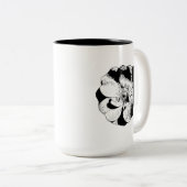 ミニマリストブラック&ホワイトフローラマグ ツートーンマグカップ (正面右)