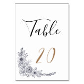 ミニマリストブラック&ホワイトフローラ結婚ズ テーブルナンバー (裏面)