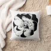 ミニマリストブラック&ホワイトフローラ装飾用クッション クッション (ブランケット)