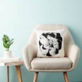 ミニマリストブラック&ホワイトフローラ装飾用クッション クッション (椅子)