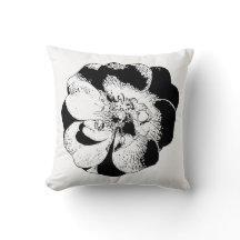 ミニマリストブラック&ホワイトフローラ装飾用クッション