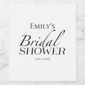 ミニマリストブラック&ホワイトブライダルシャワーワインラベル ワインラベル (シングルラベル)