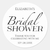 ミニマリストブラック&ホワイトブライダルシャワー感謝していユーズ ラウンドシール (正面)