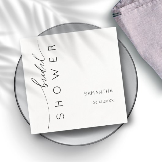 ミニマリストブラック&ホワイトブライダルシャワー スタンダードカクテルナプキン