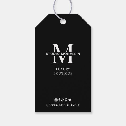 ミニマリストブラック&ホワイトプライスウェアつるラベル ギフトタグ (正面)