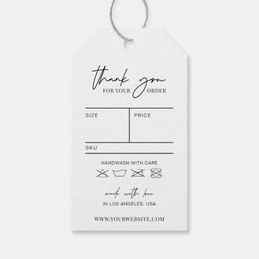 ミニマリストブラック&ホワイトプライスウェアつるラベル ギフトタグ (裏面)