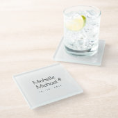 ミニマリストブラック&ホワイトプロフェッショナルモダン名 ガラスコースター (アングル)