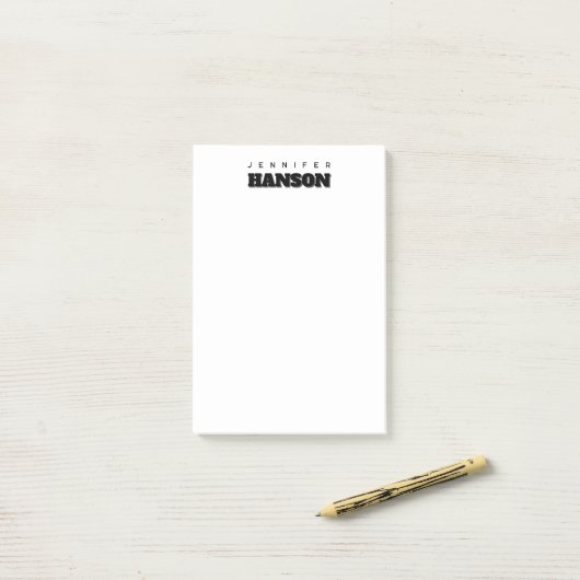 ミニマリストブラック&ホワイトプロフェッショナルモダン名 ポストイット (デスク上)