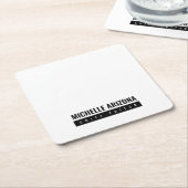 ミニマリストブラック&ホワイトプロフェッショナル モダン スクエアペーパーコースター (アングル)